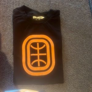 Overtime black t-shirt with orange basketball logo